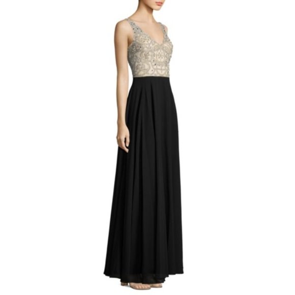 BHLDN Aidan Mattox Regina Gown  Champagne & Black Size 2 4 6 NWT - Picture 8 of 10